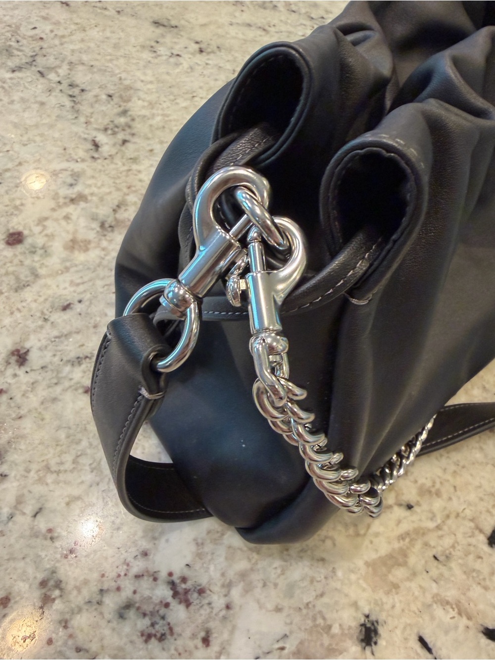 Like New Coach Large Faye Black Leather Shoulder Bag with Silver Chain - Picture 12 of 16